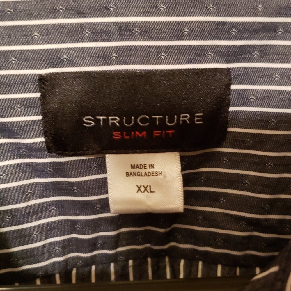 Hp Express Men Textured Stripe Button Down Shirt … - image 3